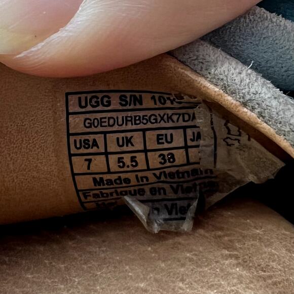 Ugg Joan Platform Slide Sandal Size 7 Aqua Blue Suede Bow Open Toe Comfort - Picture 10 of 10